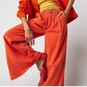 Free People Light as Spring Trousers wide leg orange